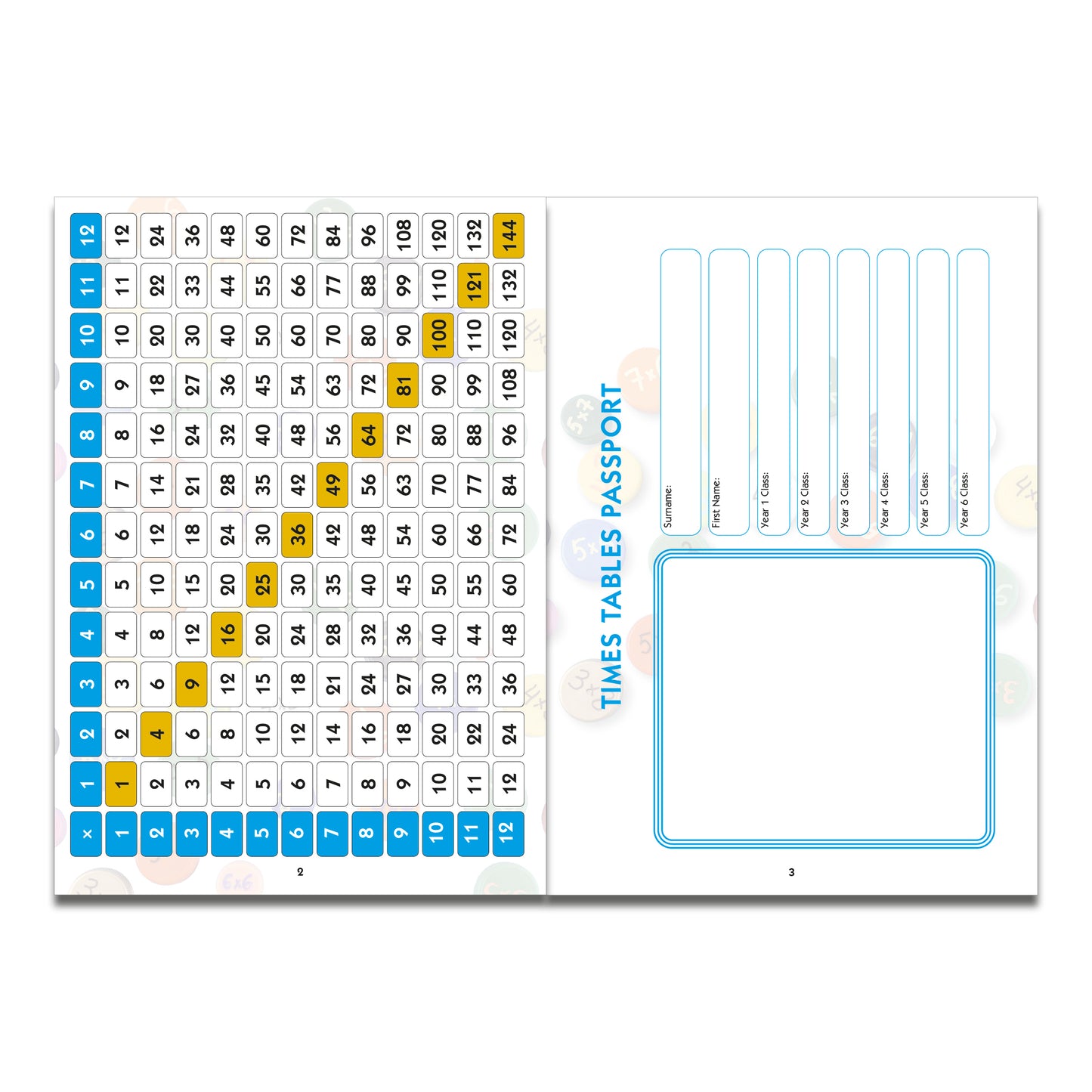 Times Tables Passport Booklet A5 36pp | Fun Teaching Aid for KS1 & KS2 |  Multiplication Guide