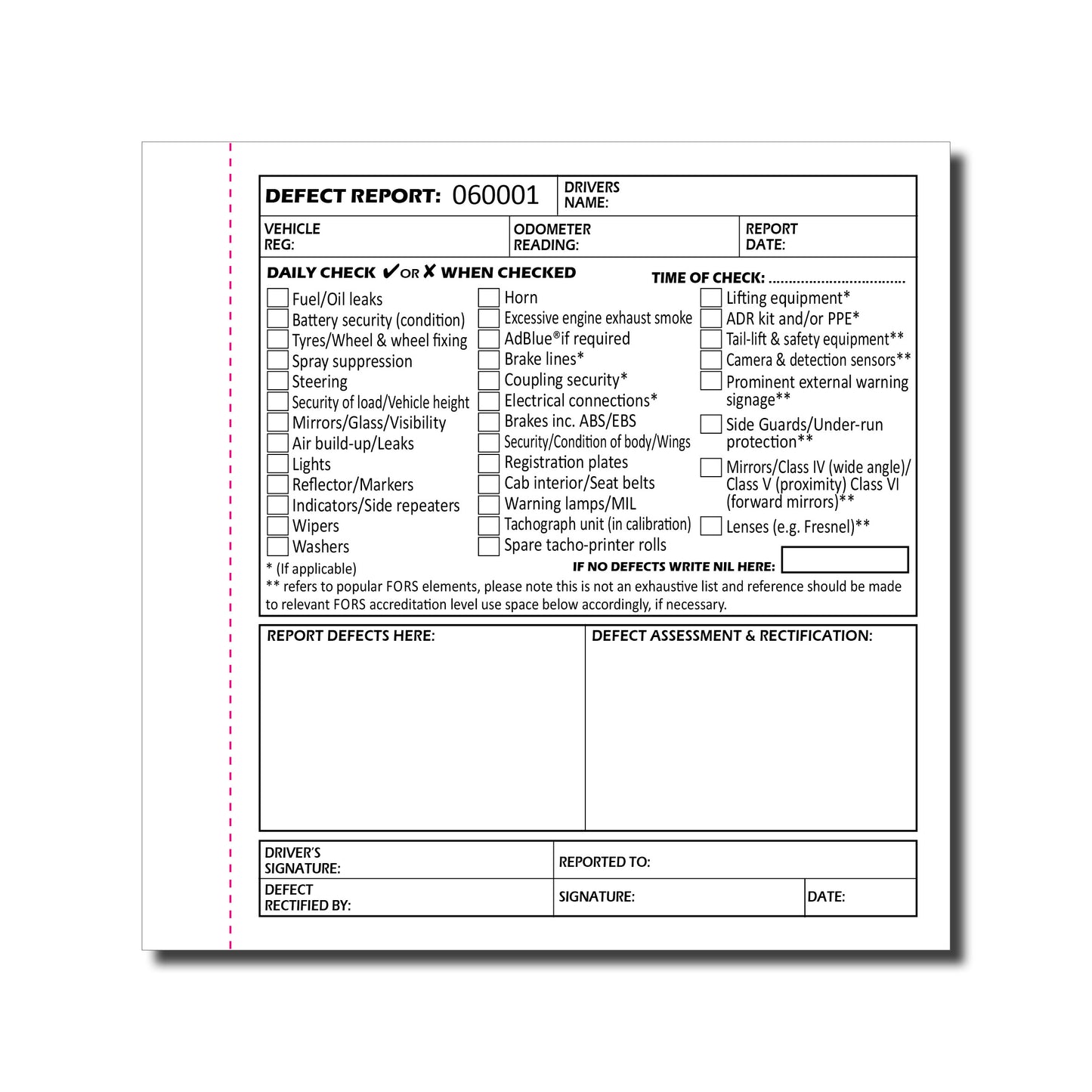 LGV Vehicle Check Book | Vehicle Defect Report Pad | Daily Inspection Checklist Log Book | Carbonless NCR Duplicate | Fleet Driver Safety Maintenance Record | 50 Sets | 148mm x 148mm