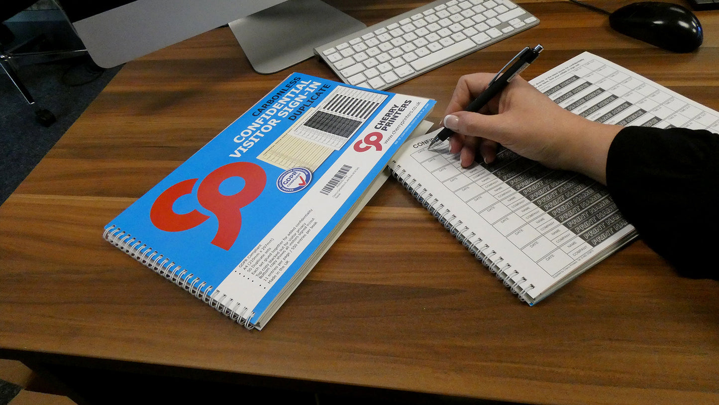 DSGVO Compliant Guest Book/Visitor Book NCR (GERMAN Confidential Visitor Sign in Duplicate Wiro Book A4 50 Sets)