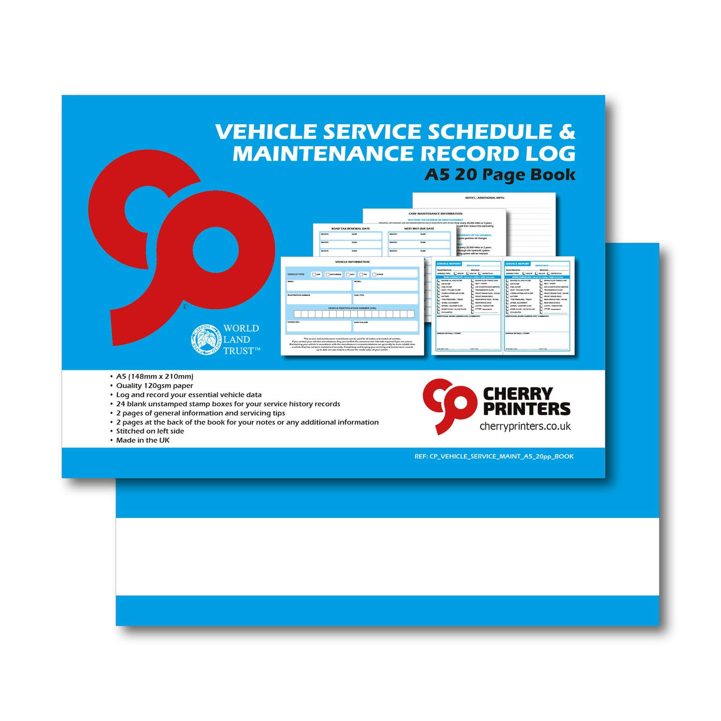 Vehicle Service Schedule & Maintenance Record Log |  A5 | Blank Replacement Service History Book | 24 Service Logs | 120gsm Paper (Copy)