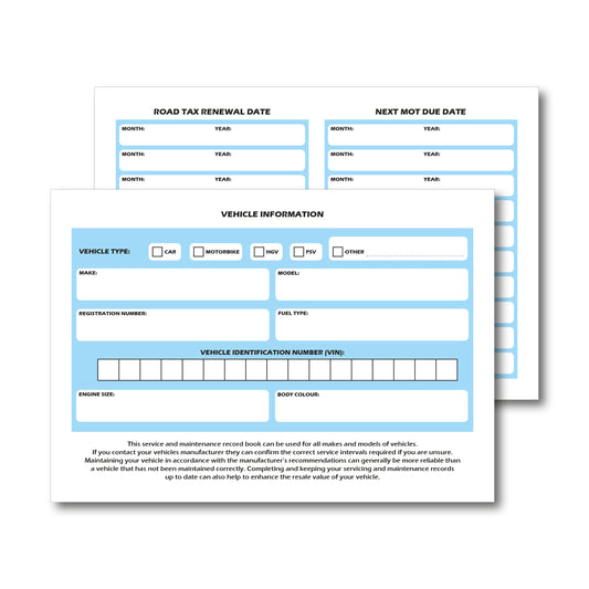 Vehicle Service Schedule & Maintenance Record Log |  A5 | Blank Replacement Service History Book | 24 Service Logs | 120gsm Paper (Copy)