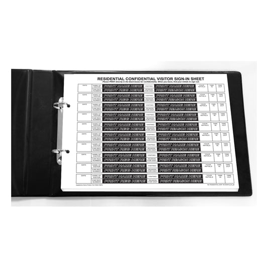 NCR RESIDENTIAL Confidential Visitor Sign In Ring Binder with 50 A4 Duplicate Sets GDPR