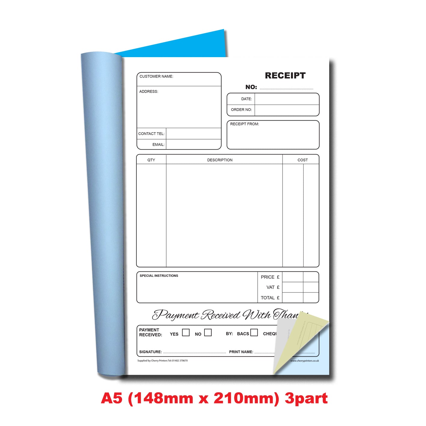 NCR Receipt Triplicate Book A5