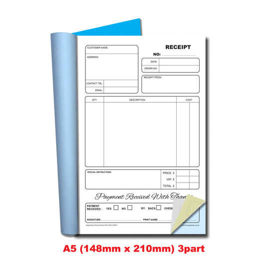 NCR Receipt Triplicate Book A5