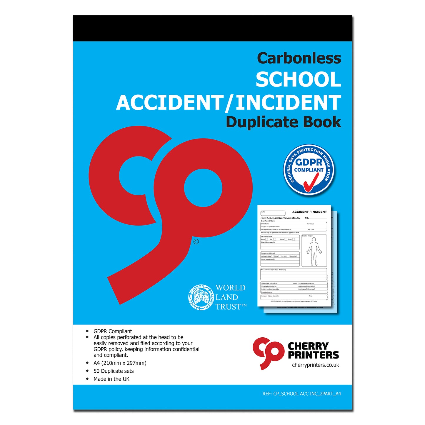 NCR School Accident /Incident Report Book A4 Duplicate GDPR