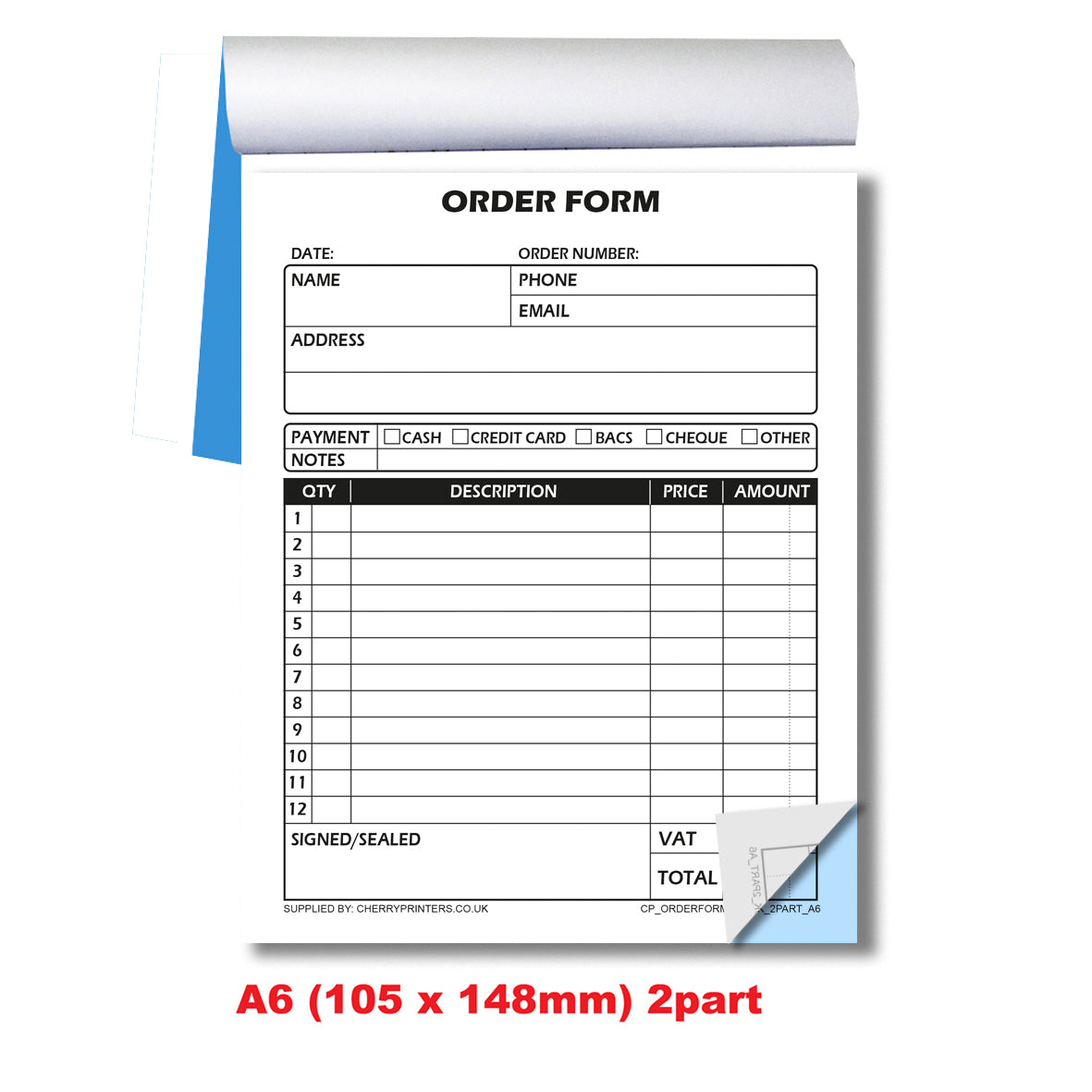 NCR Order Form Duplicate Book A6