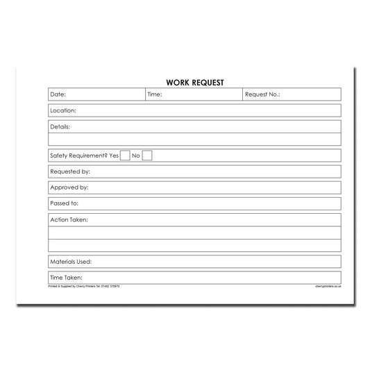 NCR Work Request Form Duplicate Book A5