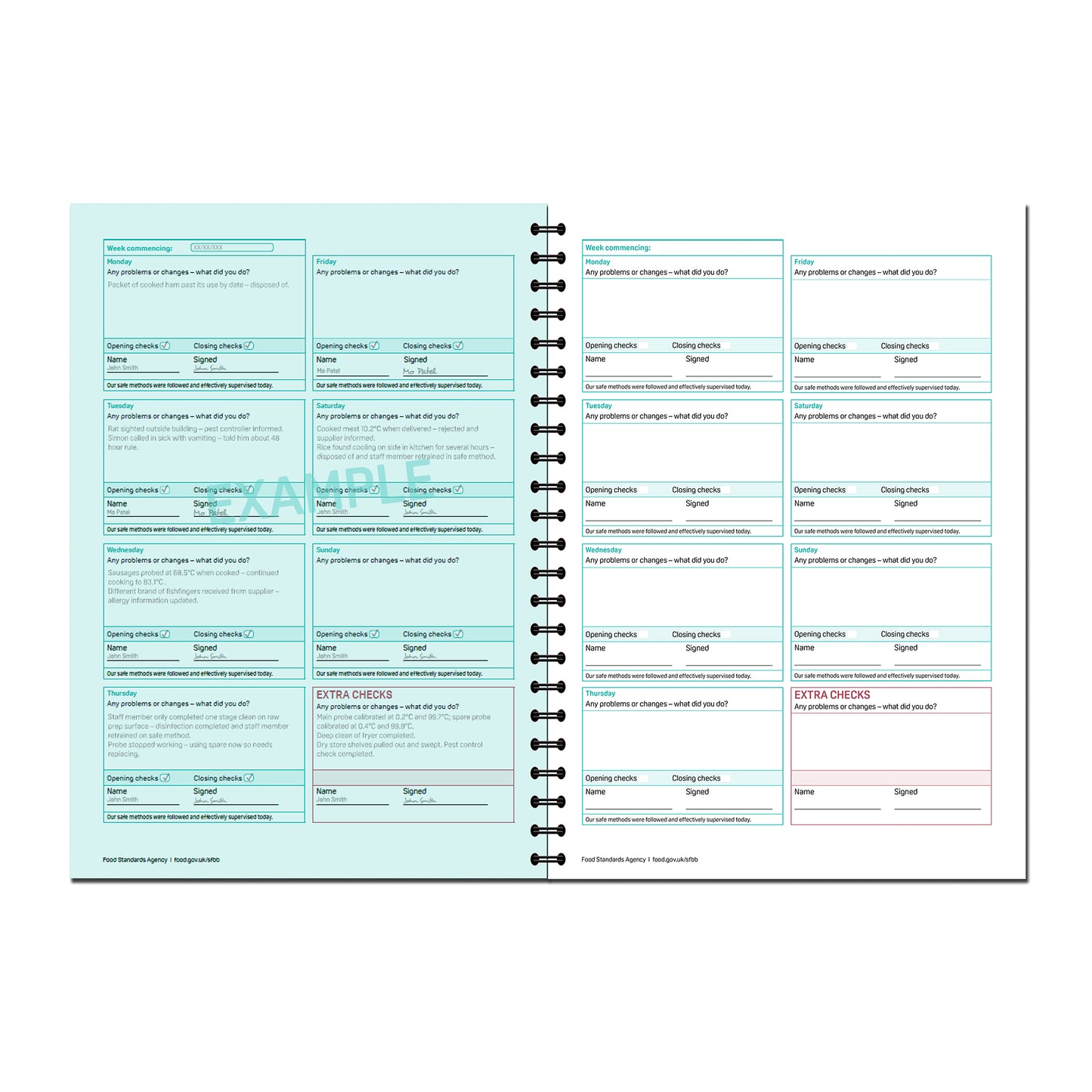 Safer Food Better Business For Caterers | 52 week Diary | BINDER REFILL | WIRO