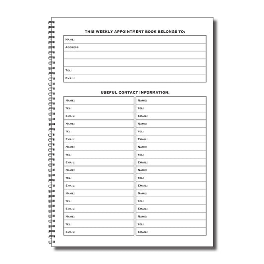 Weekly Appointment Book | 52 Weeks | Full Year | Undated | A4 -210mm x 297mm | 106 Pages | 120gsm Wirobound