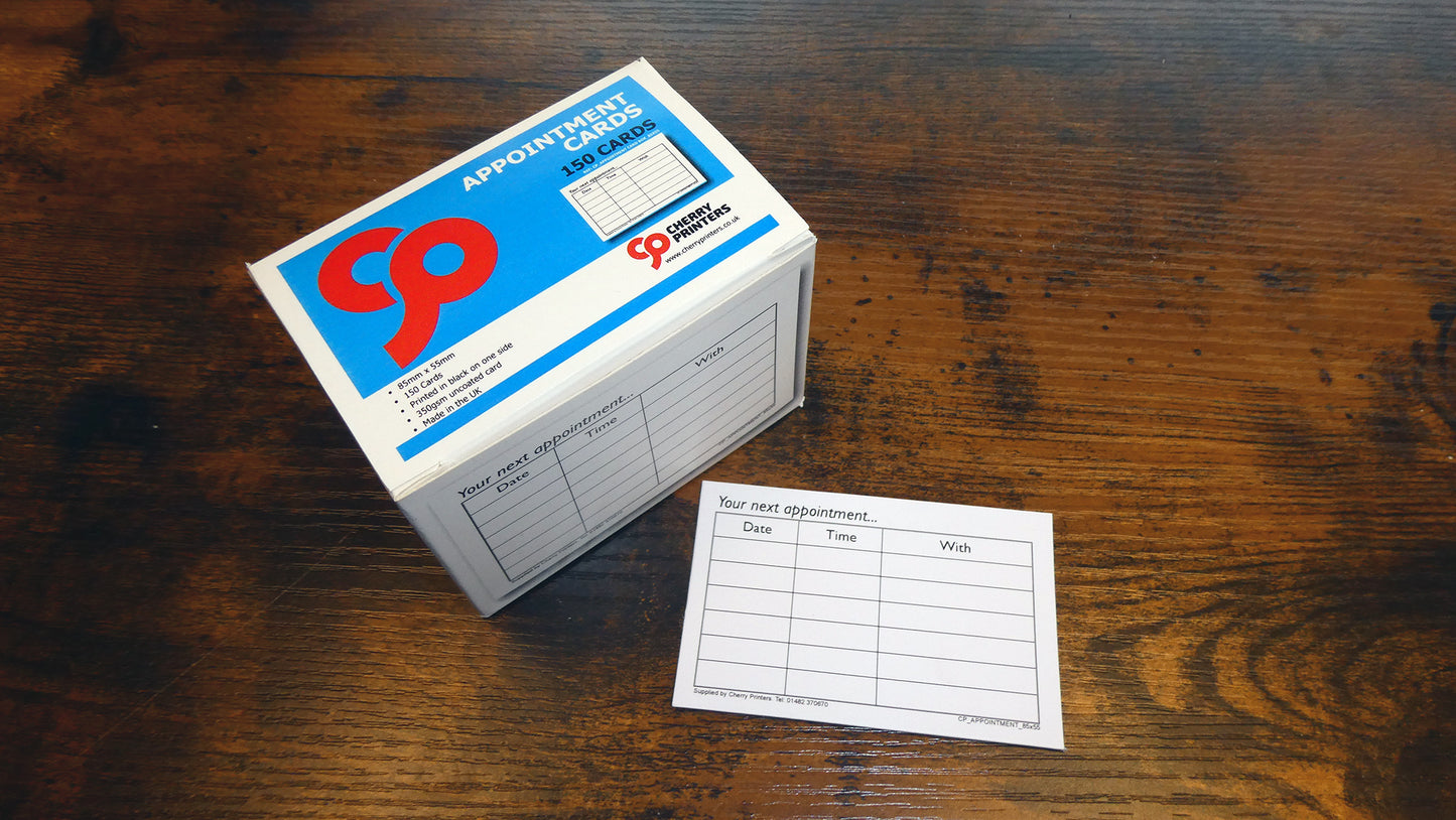Appointment Cards x150 350gsm - 85mmx55mm in Box