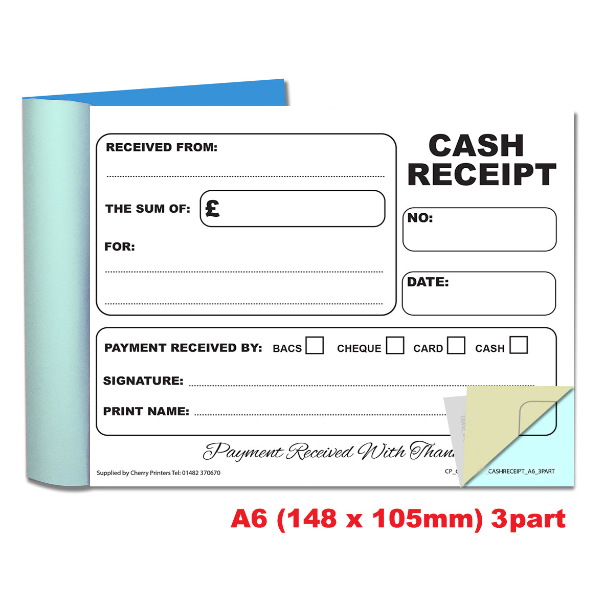 NCR Cash Receipt Triplicate Book A6