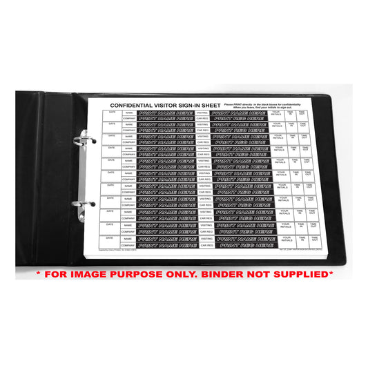 NCR Confidential Visitor Sign In with Car Reg REFILL PACK 50 Sets of Duplicate A4