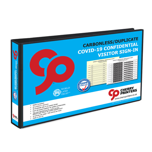 NCR Confidential Covid-19  Visitor Sign In Ring Binder with 50 A4 Duplicate sets