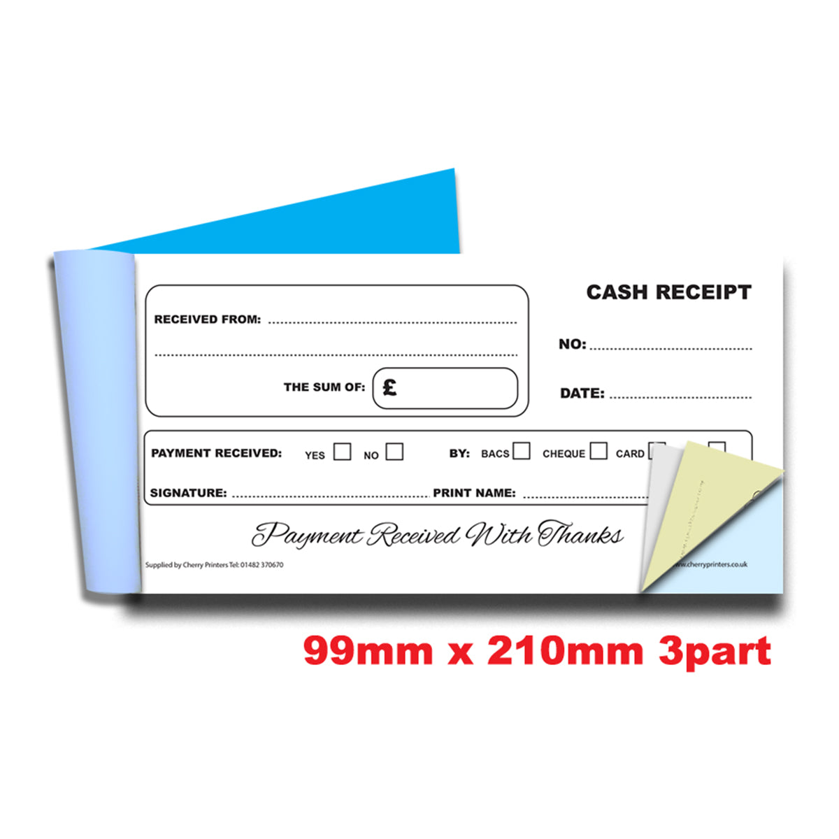 NCR Cash Receipt Triplicate Book 99mm x 210mm