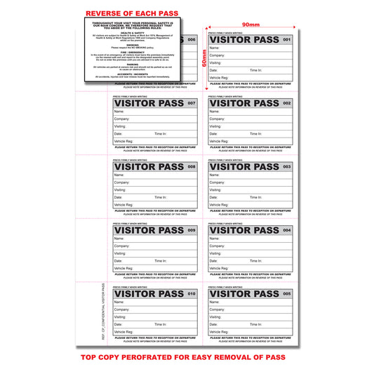 NCR Confidential Visitor Pass 90mm x 60mm Duplicate Book 300 passes GDPR