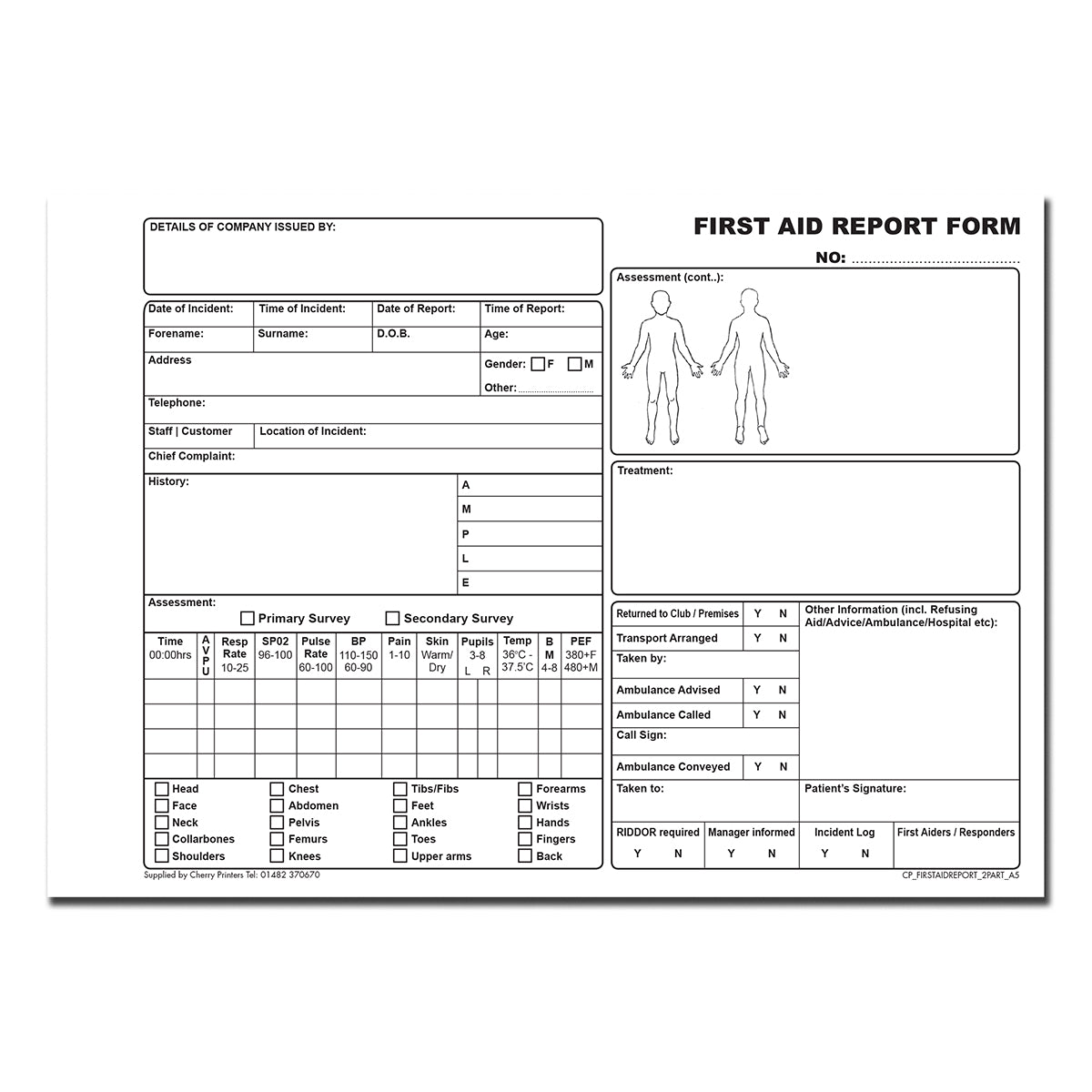 NCR First Aid Report Book A5 Duplicate