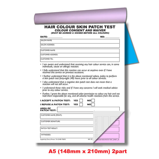 NCR Hair Colour Skin Patch Test Duplicate Book A5 50 sets
