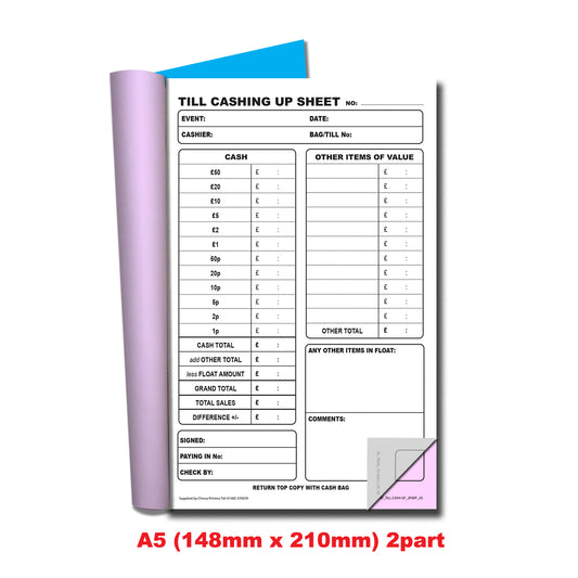 NCR Till Cashing Up Duplicate Book A5