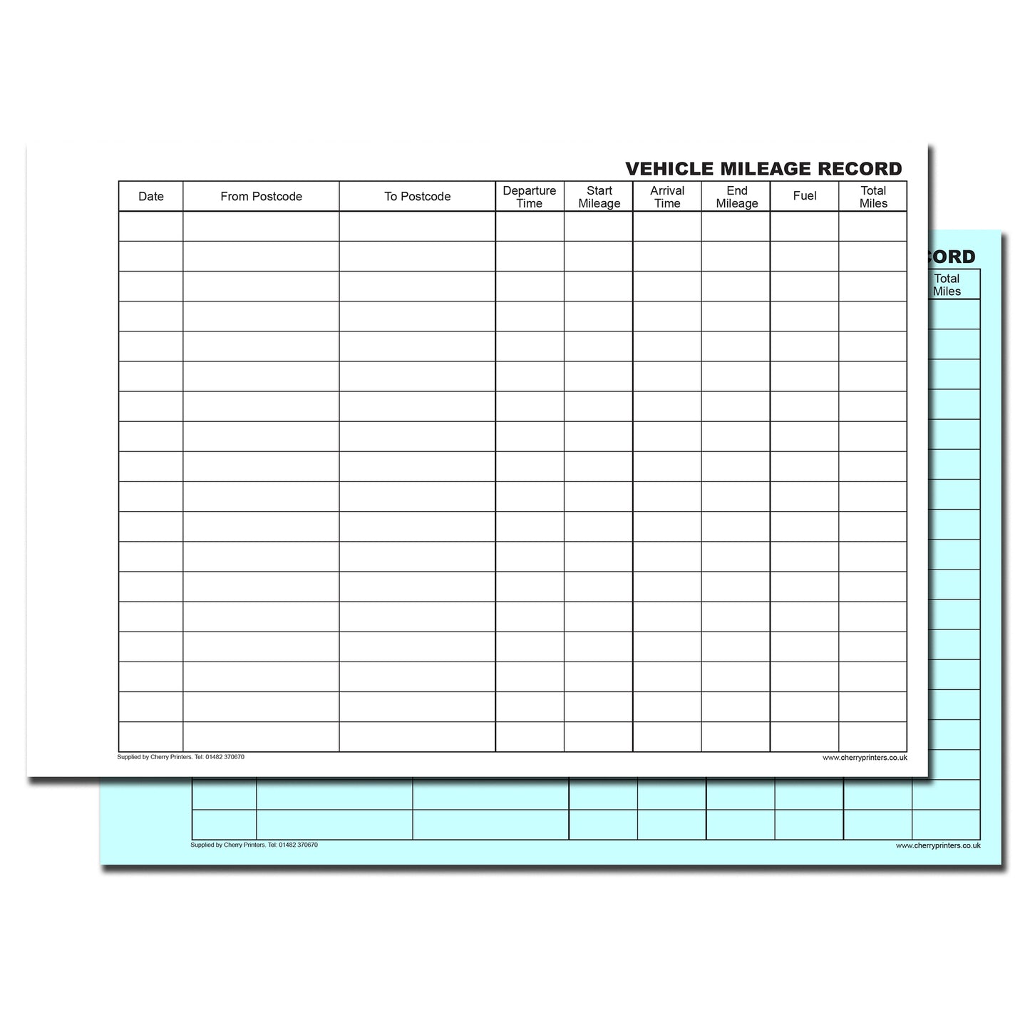NCR Vehicle Mileage Record Log Book A5 Duplicate