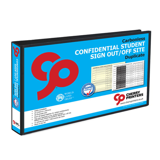 NCR Confidential Student Sign Out /Off Site Ring Binder with 50 A4 Duplicate