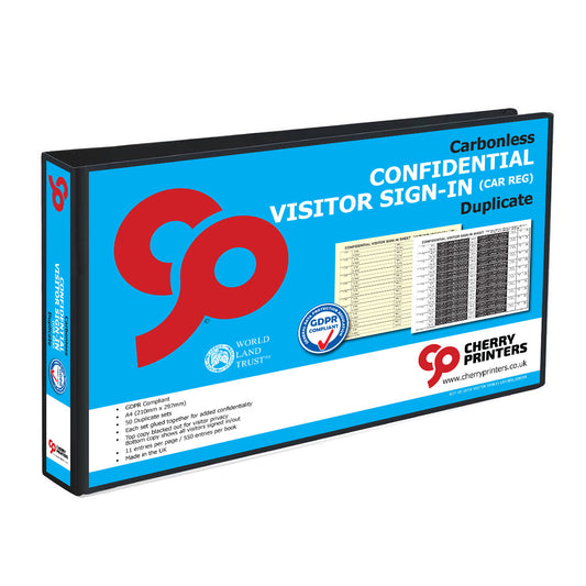 NCR Confidential Visitor Sign In CAR REG Ring Binder with 50 A4 Duplicate Sets