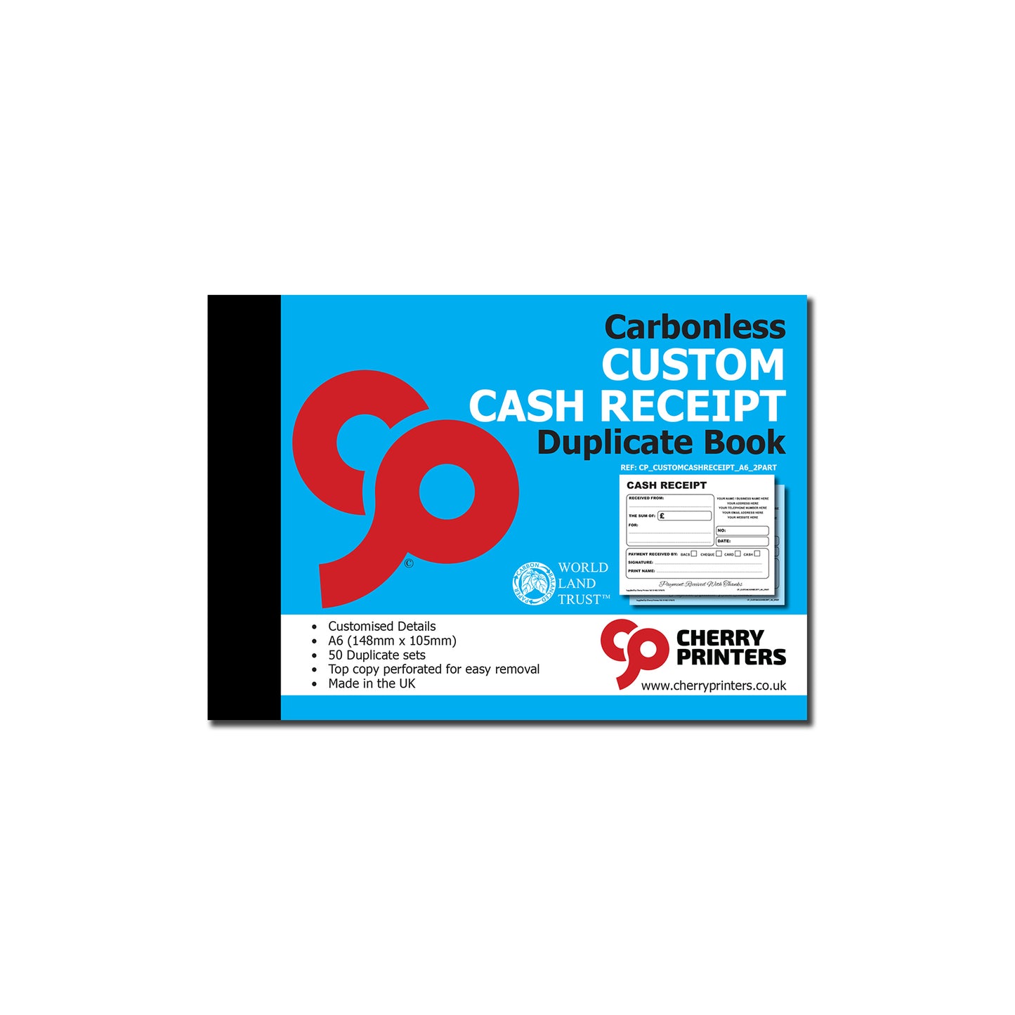 NCR *CUSTOM* Cash Receipt Duplicate Book A6 | 8 Book Pack