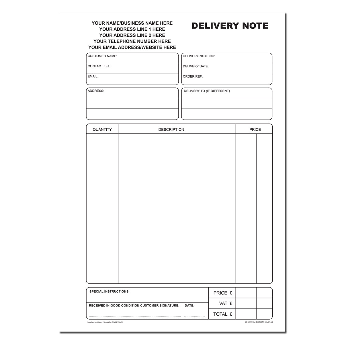 NCR *CUSTOM* Delivery Note Triplicate Book A4 | 2 Book Pack