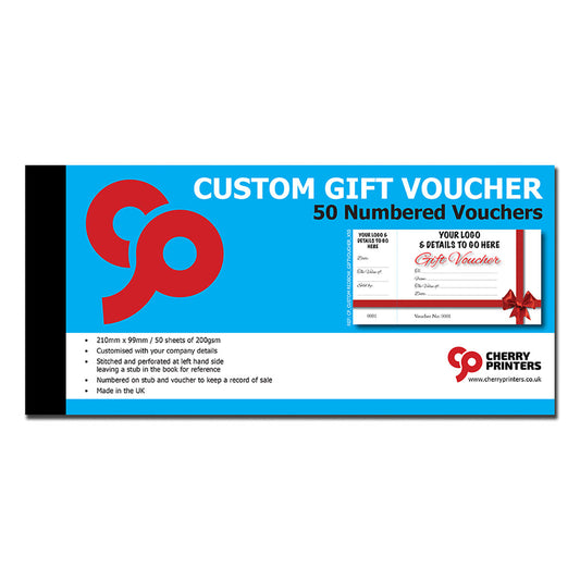 *CUSTOM* Red Bow Gift Voucher Book 99mm x 210mm with 2 FREE A4 POSTERS | 3 Book Pack