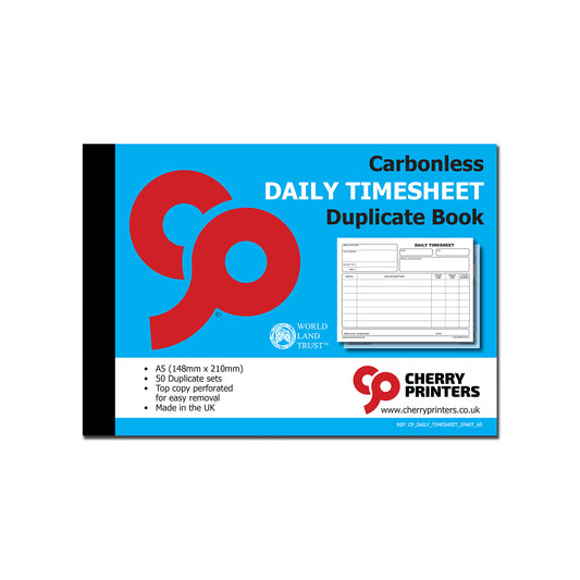 NCR Daily Timesheet Duplicate Book A5