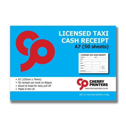 Licensed Taxi Cash Receipt Pad A7 (105mm x 74mm) 50 pages