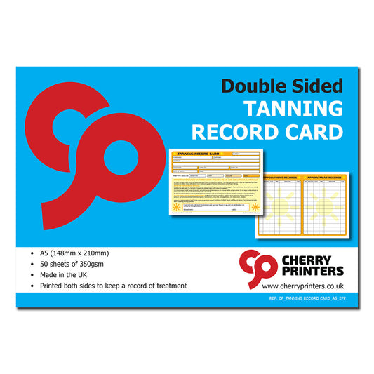 Tanning  Record Card Pad A5 50pages 350gsm