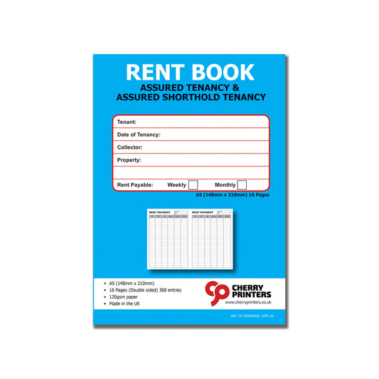 Tenants Rent Book (Assured Tenancy and Assured Shorthold Tenancy) A5 16pp