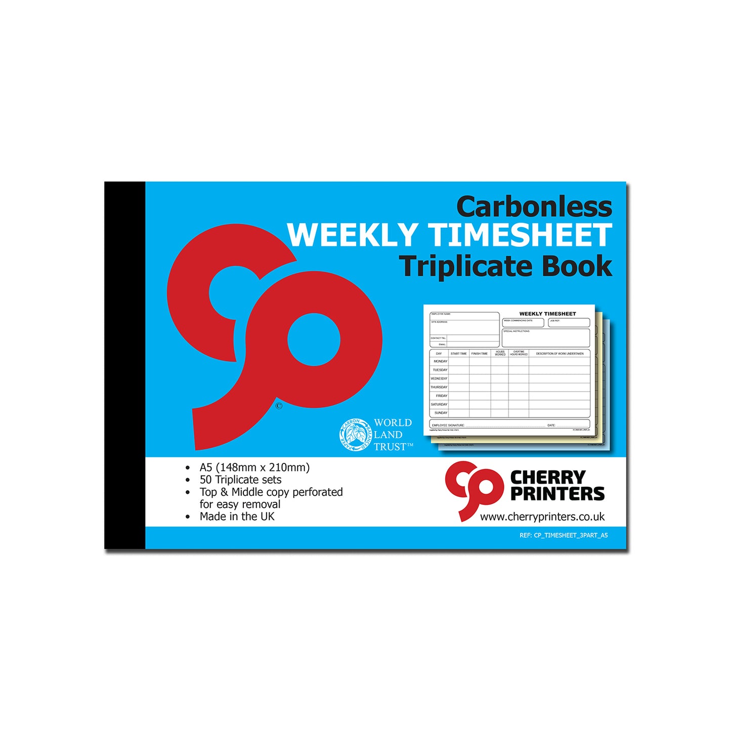 NCR Weekly Timesheet Triplicate Book A5