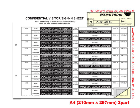 NCR *CUSTOM* Confidential Visitor Sign in Ring Binder with 100 sets of A4 Duplicate