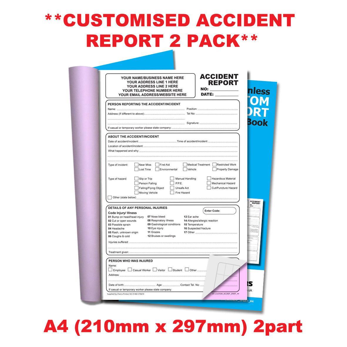 NCR *CUSTOM* Accident Report Duplicate Book A4 | 2 Book Pack