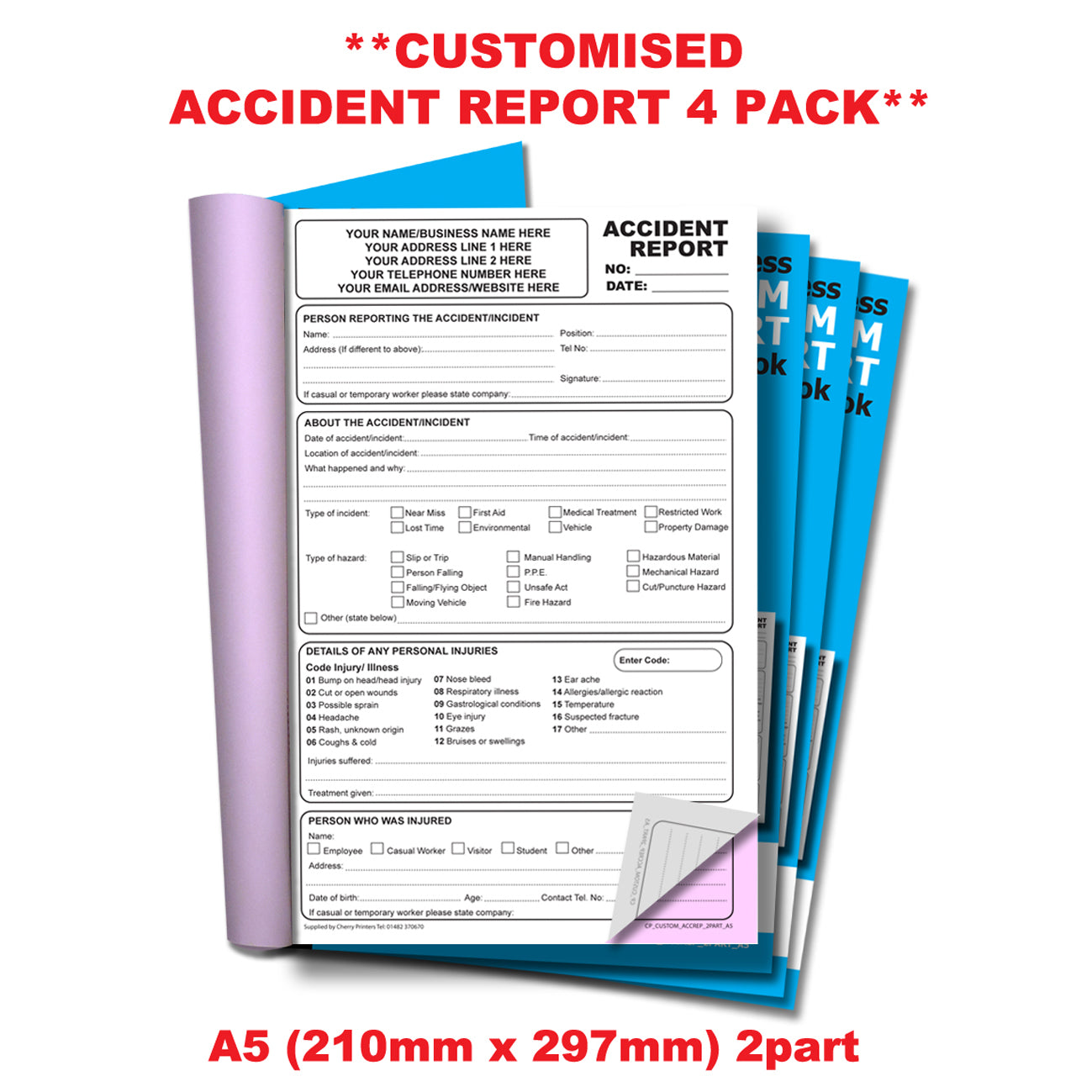NCR *CUSTOM* Accident Report Duplicate Book A5 | 4 Book Pack