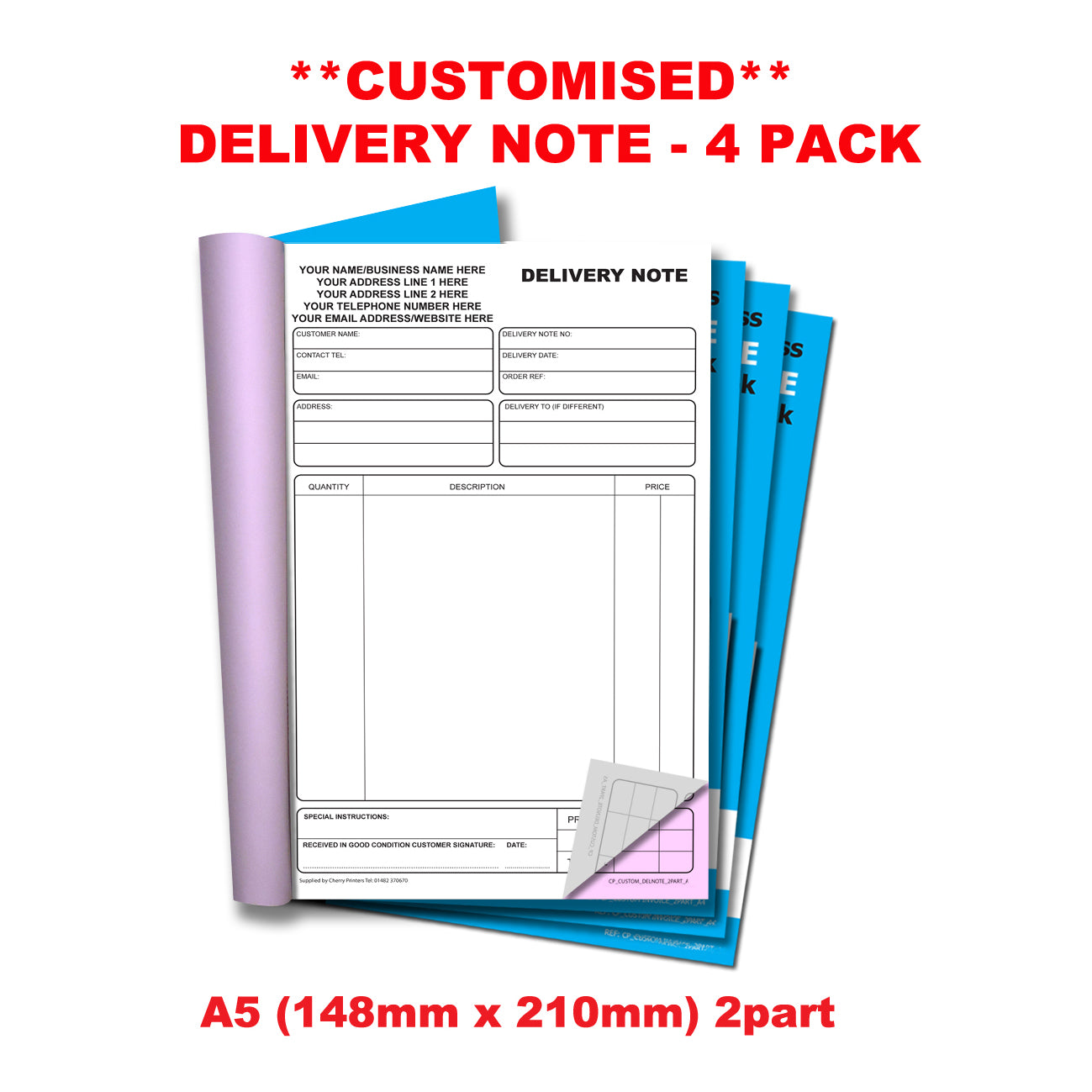 NCR *CUSTOM* Delivery Note Duplicate Book A5 | 4 Book Pack