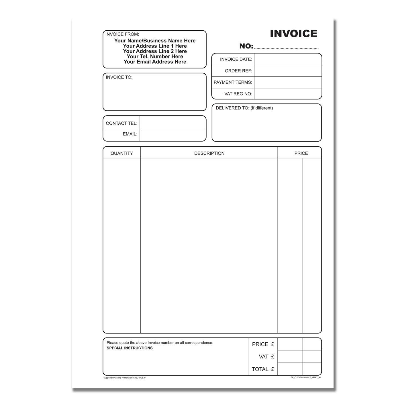 NCR *CUSTOM* Invoice Duplicate Book A4 | 2 Book Pack