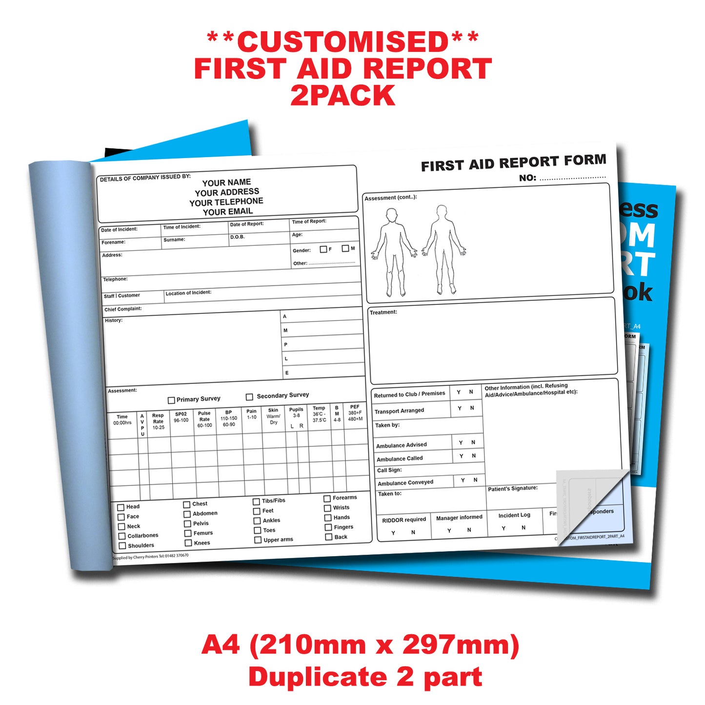 NCR *CUSTOM* First Aid Report Duplicate Book A4 | 2 Book Pack