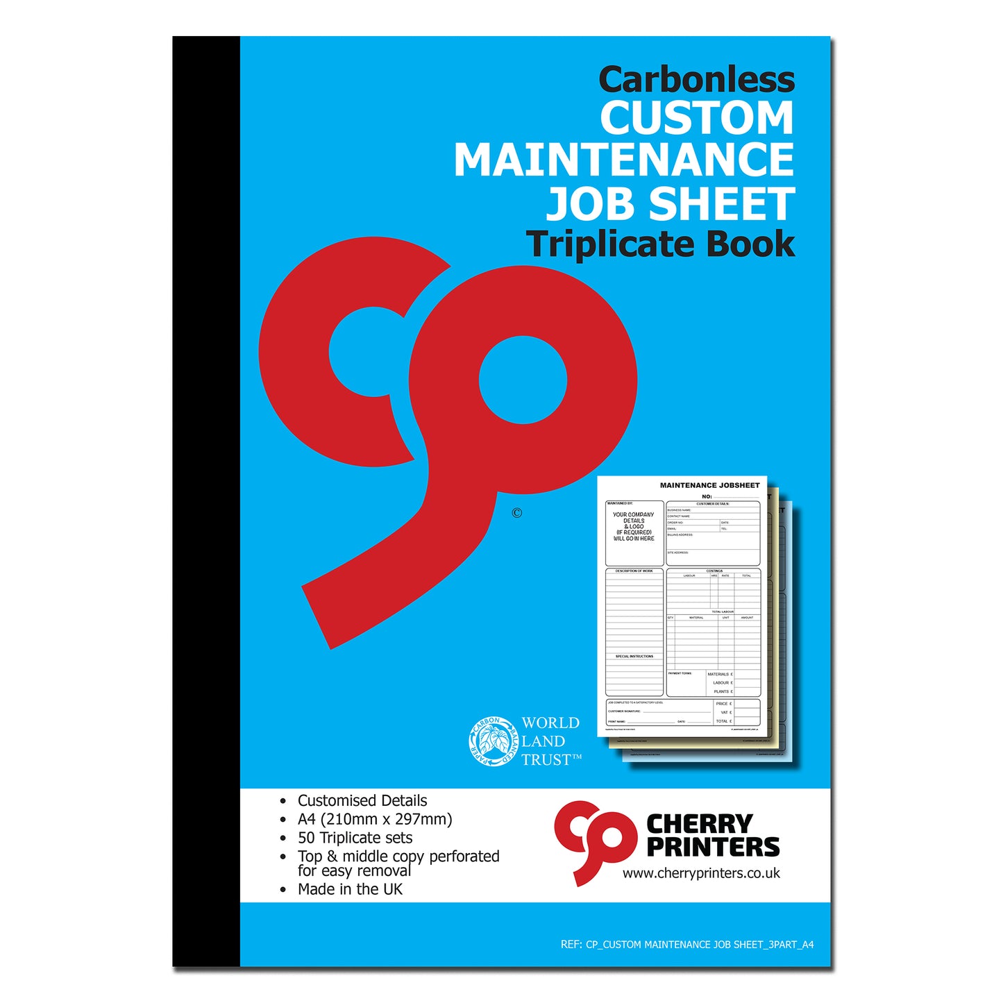 NCR *CUSTOM* Maintenance Jobsheet Triplicate Book A4 | 2 Book Pack