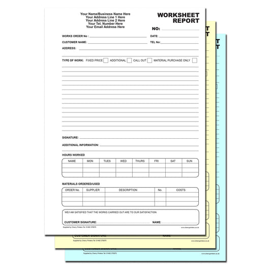 NCR *CUSTOM* Worksheet Report Triplicate Book A4 | 2 Book Pack