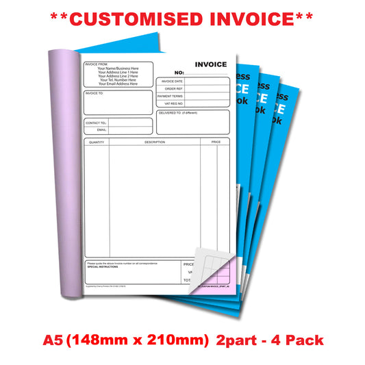 NCR *CUSTOM* Invoice Duplicate Book A5 | 4 Book Pack