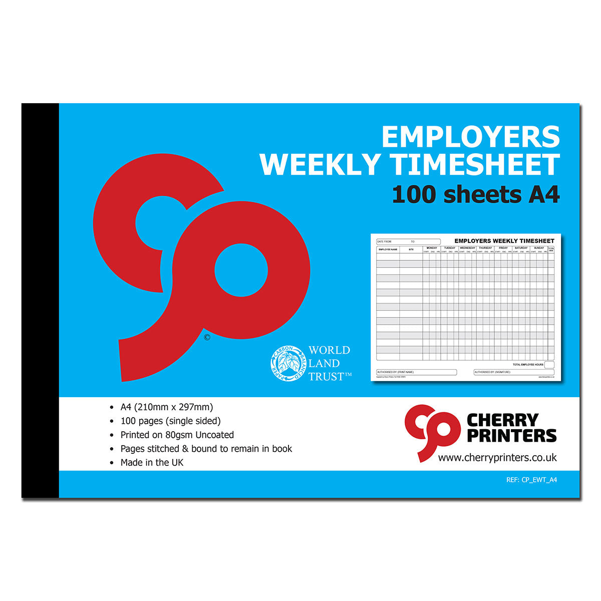 Employers Weekly Timesheet A4 100pages 80gsm