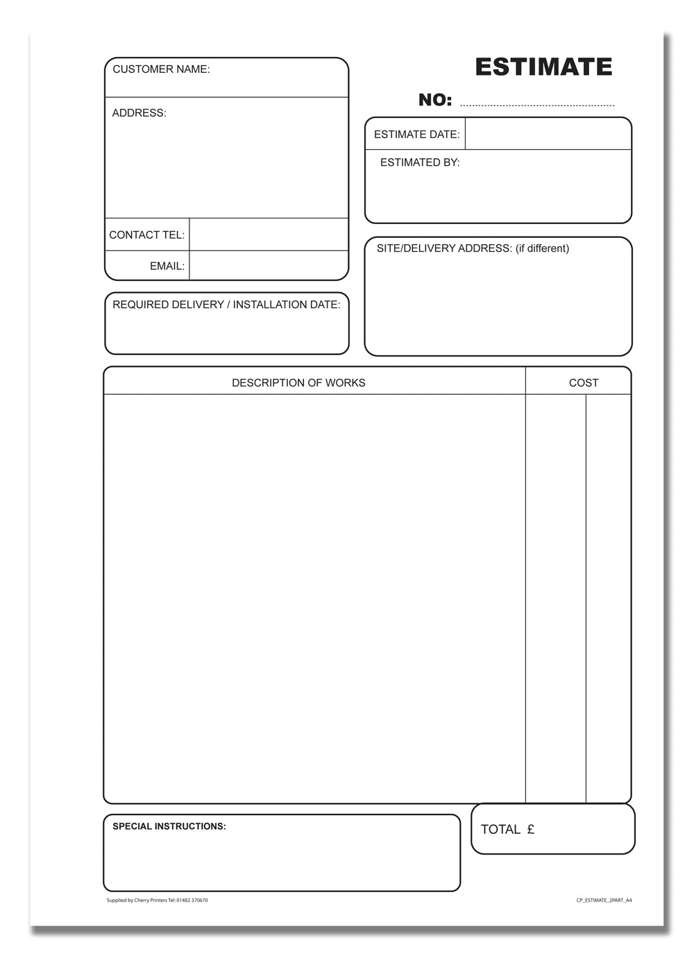 NCR Estimate Book A4 Duplicate