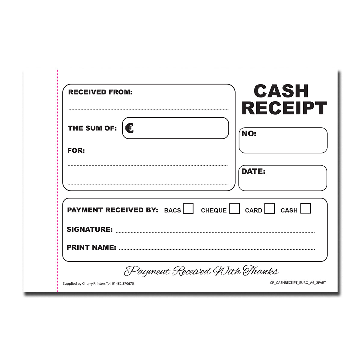 NCR EURO Cash Receipt Duplicate Book A6