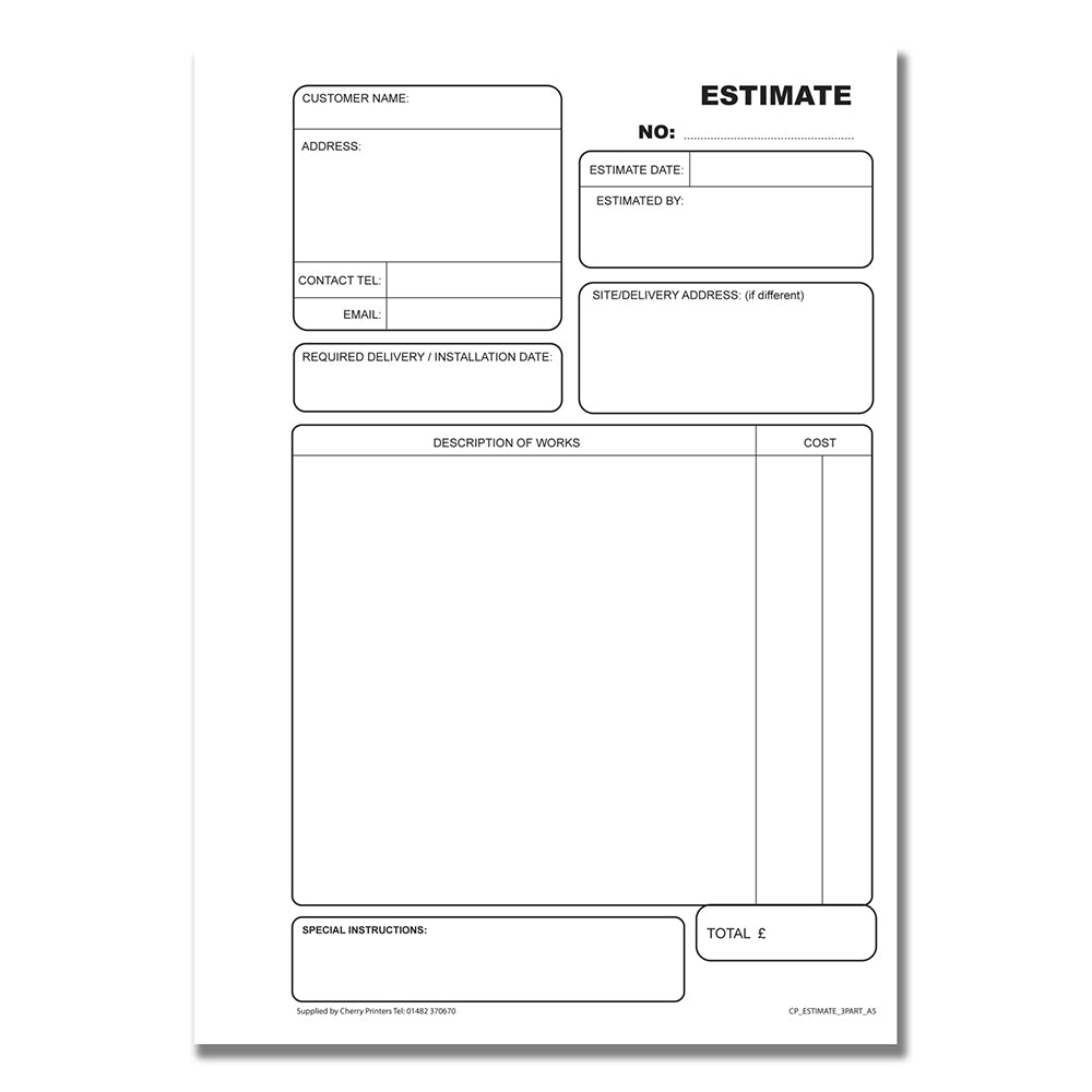 NCR Estimate Book A4 Triplicate