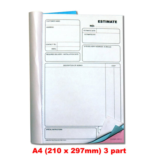 NCR Estimate Book A4 Triplicate