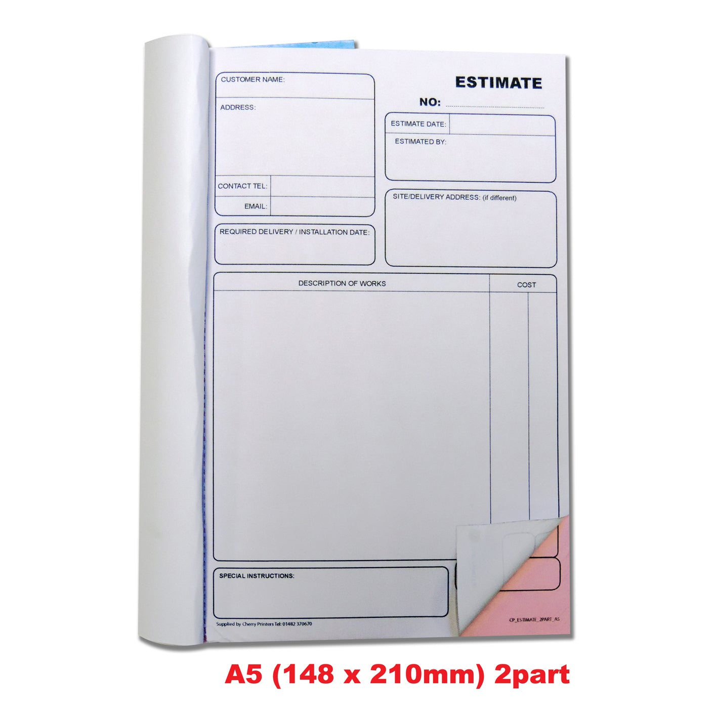 NCR Estimate Book A5 Duplicate