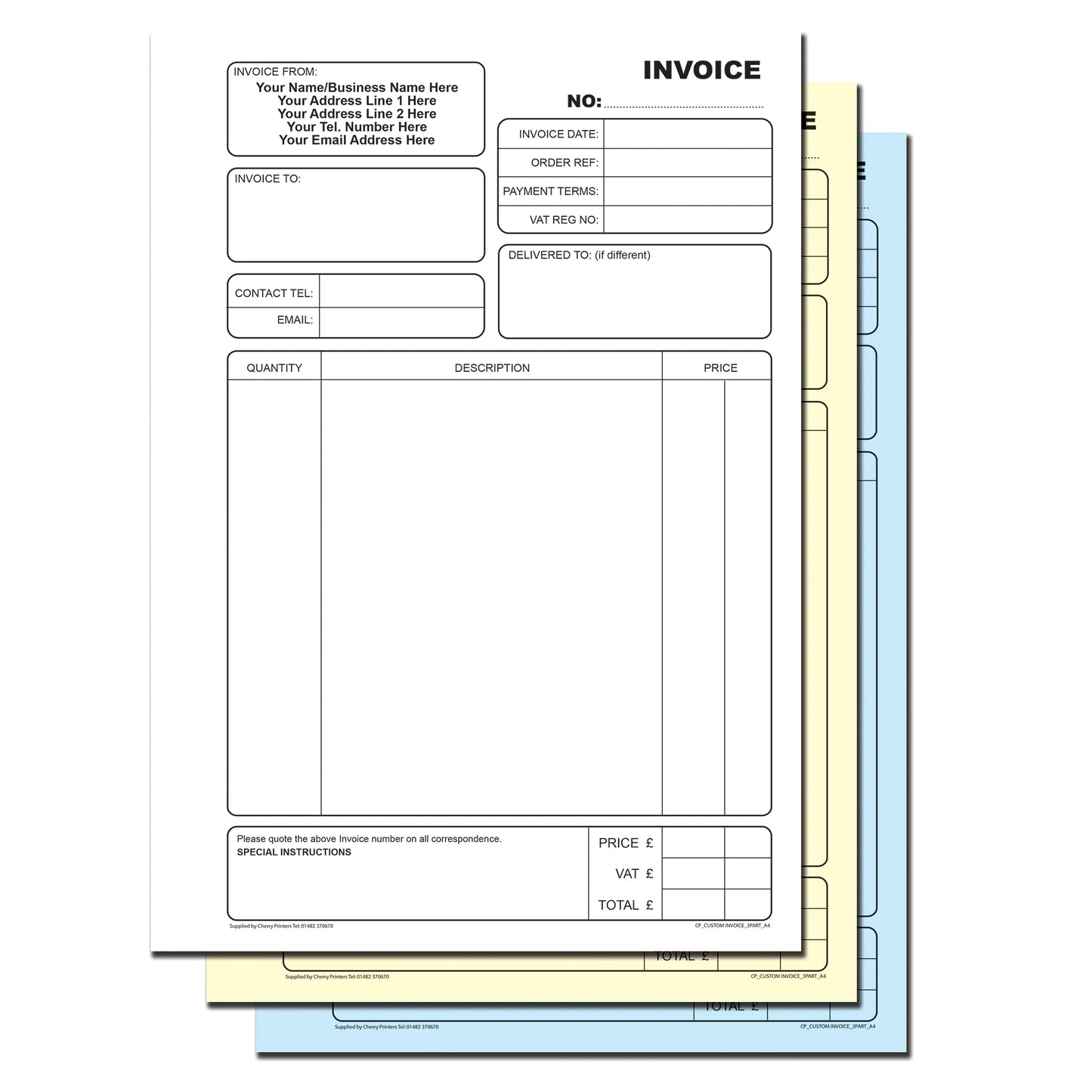 NCR *CUSTOM* Invoice Triplicate Book A4 | 2 Book Pack