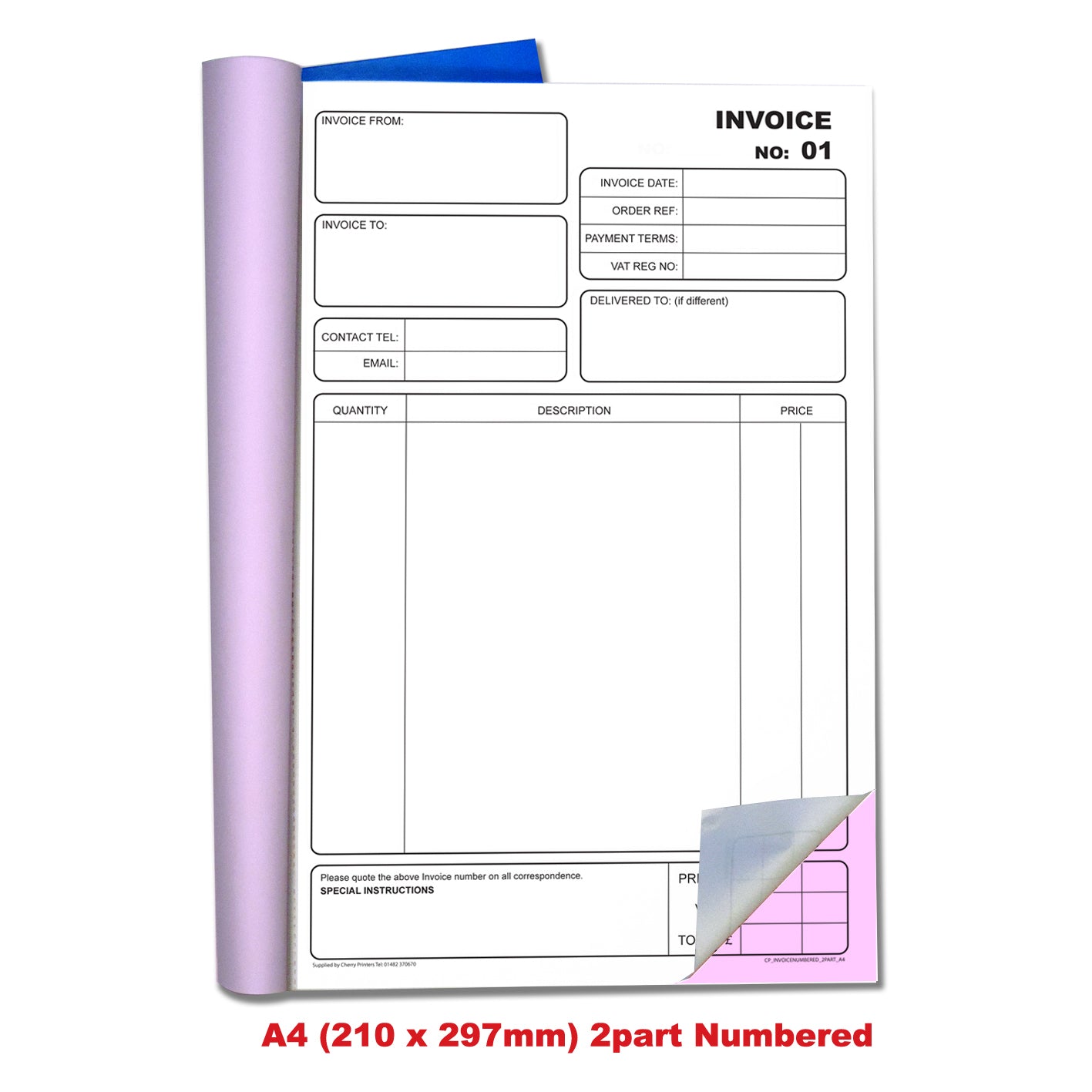 NCR Invoice Duplicate Book A4 Numbered 01-50